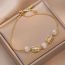 Fashion Gold Geometric Square Diamond And Pearl Bracelet