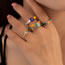 Fashion 17# Alloy Drip Oil Heart Flower Geometric Ring Set