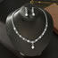 Fashion Silver Metal Zirconia Earrings Necklace Set