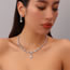 Fashion Silver Metal Zirconia Earrings Necklace Set