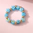 Fashion Blue Colorful Flower Beaded Ring