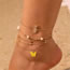 Fashion Gold Metal Pearl Starfish Butterfly Pineapple Anklet Set