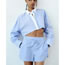 Fashion Blue Woven Stripe Lace-up Shorts