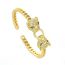 Fashion Gold Brass Zirconia Leopard Bracelet