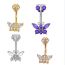 Fashion Rose Gold White Diamond Stainless Steel Inlaid Zirconium Butterfly Piercing Navel Nail (single)