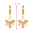 Fashion Gold Titanium Shell Sequin Flower Hoop Earrings