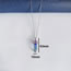 Fashion Blue Red Hexagon Leather String Necklace Gradient Glass Hexagon Necklace