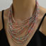 Fashion 8# Metal Layered Rice Bead Beaded Necklace
