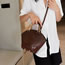 Fashion Off White Pu Crocodile Pattern Bamboo Handle Large Capacity Messenger Bag