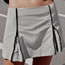 Fashion Grey Woven Zip Skirt
