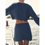 Fashion Navy Blue Knitted Button-breasted Skirt