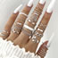 Fashion 6# Alloy Diamond Pearl Eye Cross Star Moon Leaf Ring Set