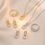 Fashion Steel Suit Titanium Steel Diamond Cutout Square Necklace Earrings Ring Set