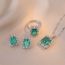 Fashion Emeralds 1 Set Titanium Steel Diamond Square Necklace Earrings Stud Ring Set