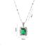 Fashion Emerald 2 Set Titanium Steel Diamond Square Necklace Earrings Stud Ring Set