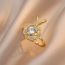 Fashion Gold Geometric Zirconia Rose Ring
