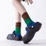 Fashion Brownish Blue (thick) Color Matching Ripped Holes Contrast Color Pile Socks