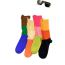 Fashion Yellow Black (thin) Color Matching Ripped Holes Contrast Color Pile Socks
