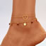 Fashion Gold Alloy Diamond Heart Double Layer Anklet