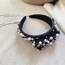 Fashion Black Fabric Diamond And Pearl Bow Knot Tassel Wide Brimming Headband