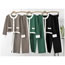 Fashion Black Two-piece Color-block Knitted Cardigan With Slit Wide-leg Trousers