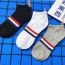 Fashion Light Gray Cotton Striped Four-bar Crew Socks