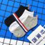 Fashion Light Gray Cotton Striped Four-bar Crew Socks