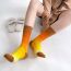 Fashion Orange Double Needle Tie Dye Gradient Socks