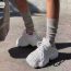 Fashion Grey Cotton Vertical-knit Mid-calf Socks