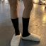 Fashion White Cotton Vertical-knit Mid-calf Socks