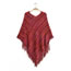 Fashion Red Knitted Jacquard Fringed Shawl