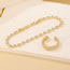 Fashion Gold Zirconia Geometric Open Ring Bracelet Set In Copper