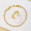 Fashion Gold Zirconia Geometric Open Ring Bracelet Set In Copper