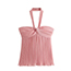 Fashion Pink Pleated Knotted Halter Top