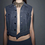 Fashion Black Woven Lapel Button Breasted Vest Jacket