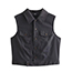 Fashion Black Woven Lapel Button Breasted Vest Jacket