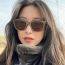 Fashion Gray Frame With Green Frame Metal Starburst Oversized Square Sunglasses