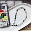 Fashion Black And White Geometric Shaped Pearl Stripe Bead Beaded Phone Chain