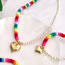 Fashion Gold Pearl Beaded Heart Necklace With Multicolored Foam Beads