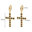 Fashion Gold Stainless Steel Diamond Cross Hoop Earrings