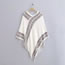 Fashion White Argyle Knit Fringed Shawl