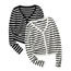 Fashion Black Striped Button V-neck Cardigan