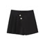 Fashion Black Button-breasted Wide Pleated Culottes