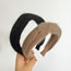 Fashion Beige Knit Cashmere Crossover Headband Plush Crossover Wide Brim Crossover Headband