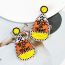 Fashion Orange Rice Bead Woven Teardrop Alphabet Earrings