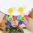 Fashion Color Rice Bead Woven Smiley Flower Earrings