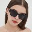 Fashion Rose Red Frame Black Gray Film Metal Letter Logo Square Large Frame Sunglasses