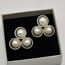 Fashion Silver Alloy Geometric Pearl Round Stud Earrings