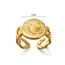 Fashion Gold Titanium Steel Heart Embossed Open Ring