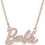 Fashion Rose Gold Metal Diamond Alphabet Necklace